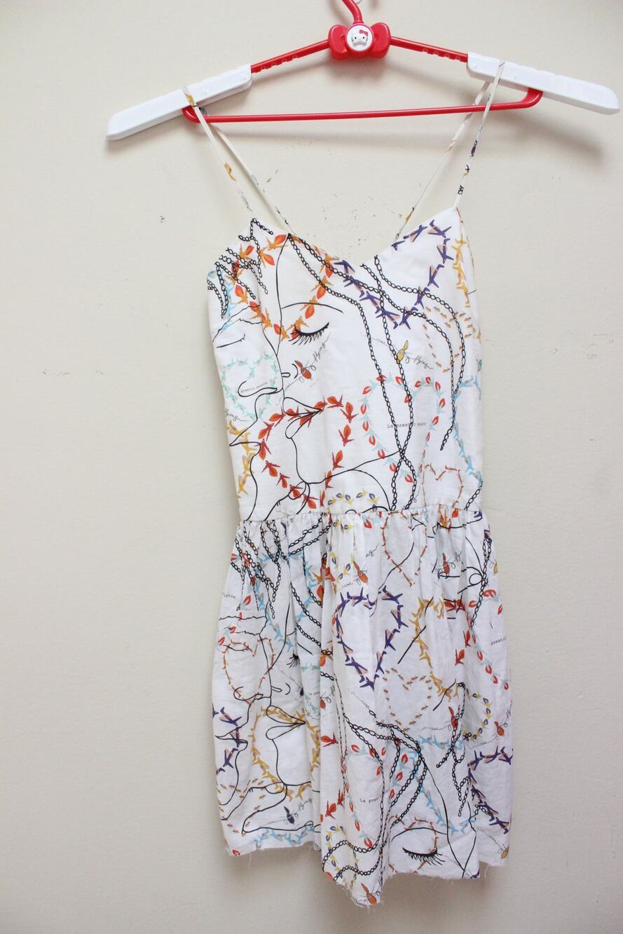 La Prestic Ouiston White Heart Airplane Bird Halter Mini Dress Size 1/Small